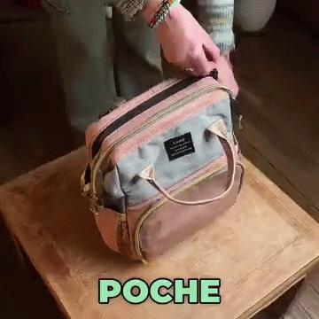 Sac à dos maternité avec lit pliant anti-moustiques - GIF animé