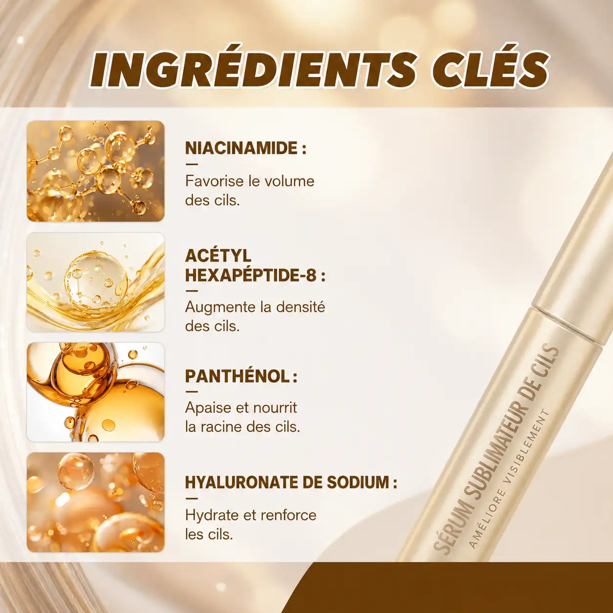 Liste des ingrédients du sérum cils et sourcils