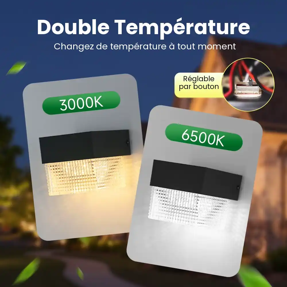 Applique murale solaire LED étanche IP65 - double température de couleur