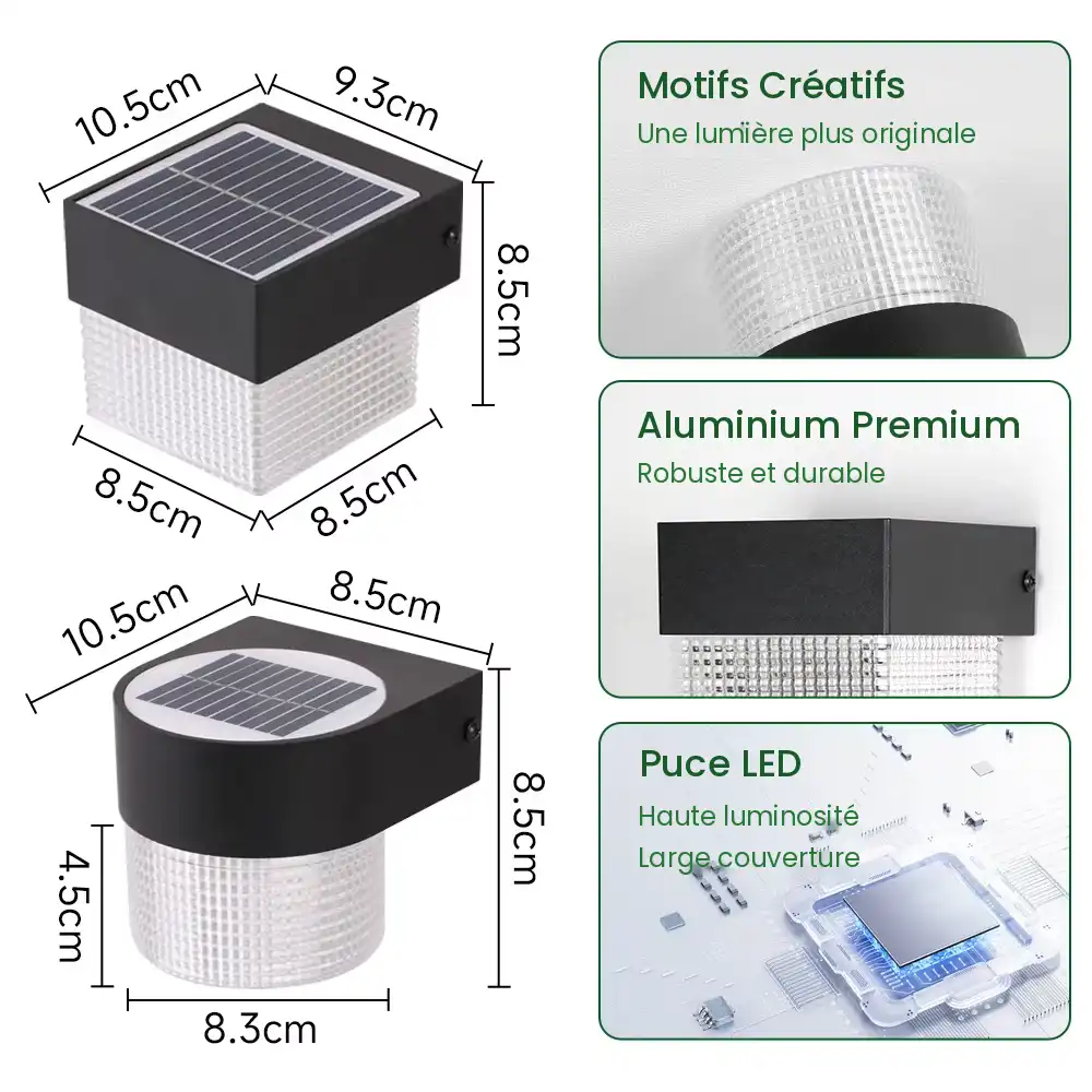 Applique murale solaire - motifs lumineux et LED