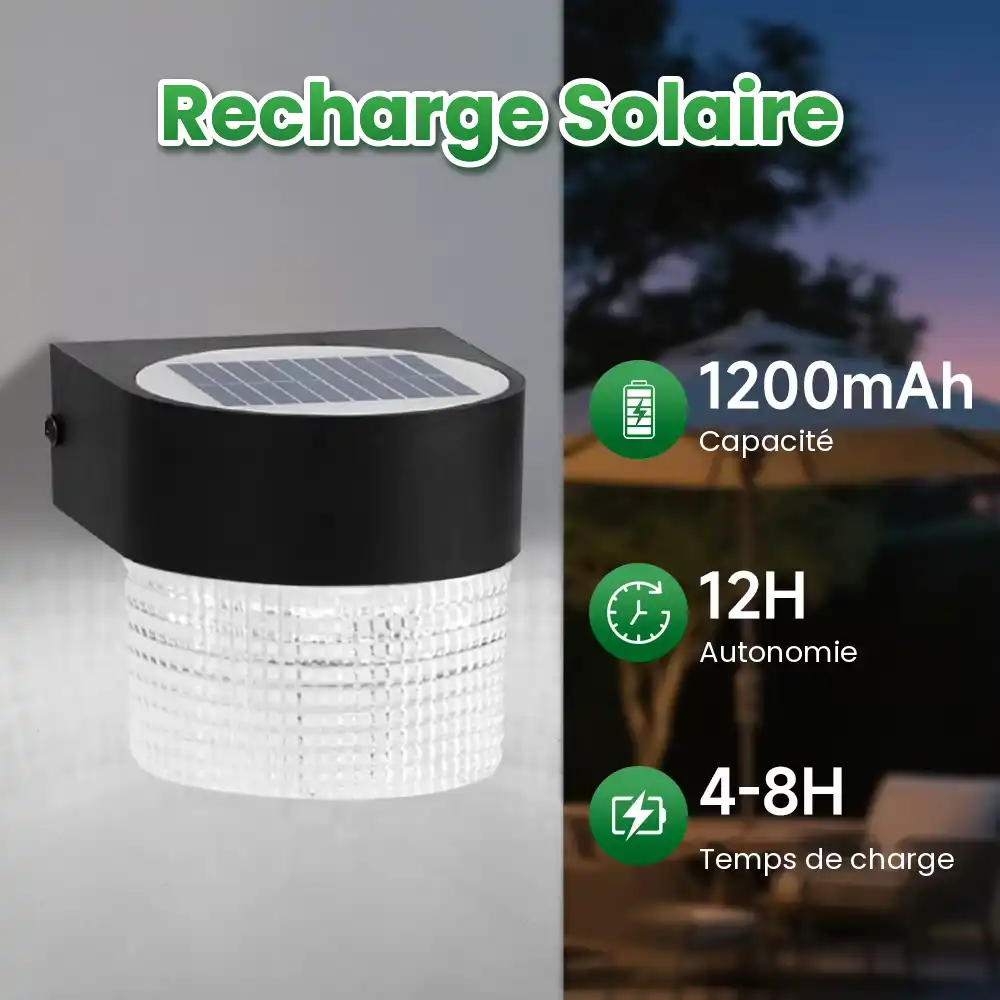 Applique murale solaire - recharge par panneau solaire